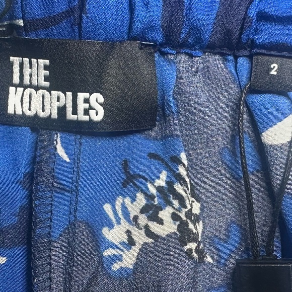 NWT SIZE 2/US M The Kooples Floral Wide Leg Pants in Blue and White - Picture 8 of 13